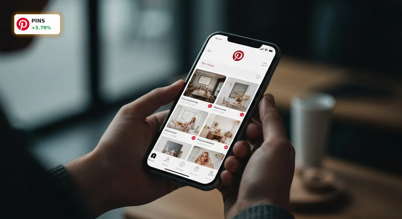 Pinterest Quartalszahlen: Umsatz wächst, doch der Ausblick enttäuscht 2 Hände halten Smartphone mit Pinterest-App, zeigt visuelle Shopping-Inspirationen, unterstreicht Pinterest Quartalszahlen und KI-Strategie.