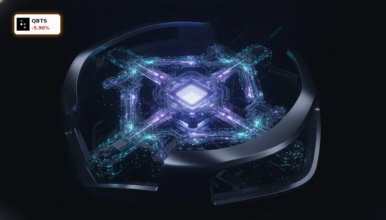 Futuristischer Quantencomputer mit leuchtenden Schaltkreisen, symbolisiert die Technologie hinter D-Wave Insider-Aktivitäten.