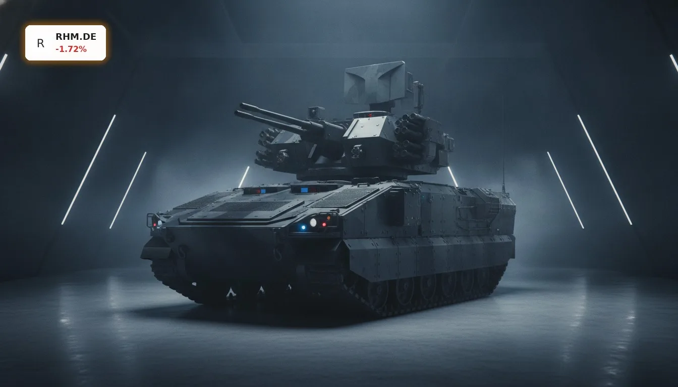 Rheinmetall Projektverzögerungen: -1.72% Schock nach Kritik an Lieferzeiten 6 Modernes Skyranger 30 Drohnenabwehrsystem auf Schwerem Waffenträger. Rheinmetall Projektverzögerungen bei Rüstungsprojekten.