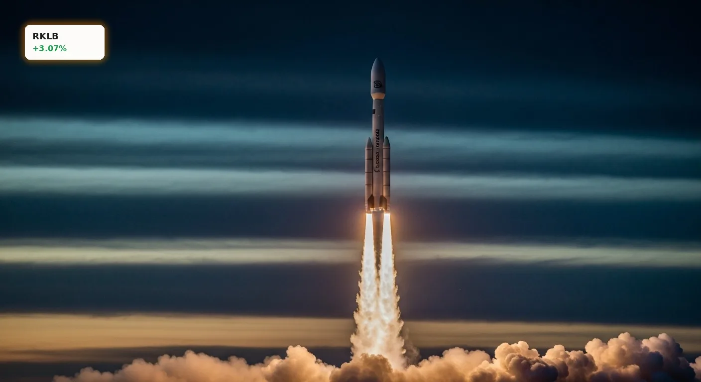 Rocket Lab Mission: +3.1% nach US-Vertrag und Rekord-Auftragsbestand 4 Eine Rocket Lab Mission startet mit einer Electron-Rakete in den Abendhimmel, die Abgasfahnen leuchten.