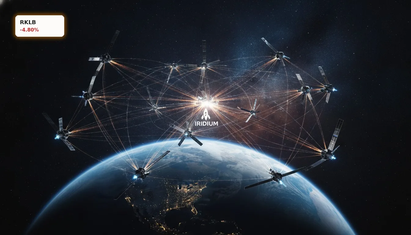 Rocket Lab Übernahme von Iridium: -4.8% Schock trotz Rekordquartal 14 Moderne Satellitenkonstellation im Erdorbit, symbolisiert die Rocket Lab Übernahme von Iridium Communications.