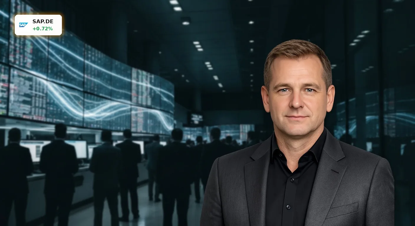SAP Stimmrechtsänderung: BlackRock passt Anteile an der SE an 3 Dynamischer Handelssaal in einem Finanzdistrikt bei Dämmerung, der die SAP Stimmrechtsaenderung im Kontext des Marktes symbolisiert.