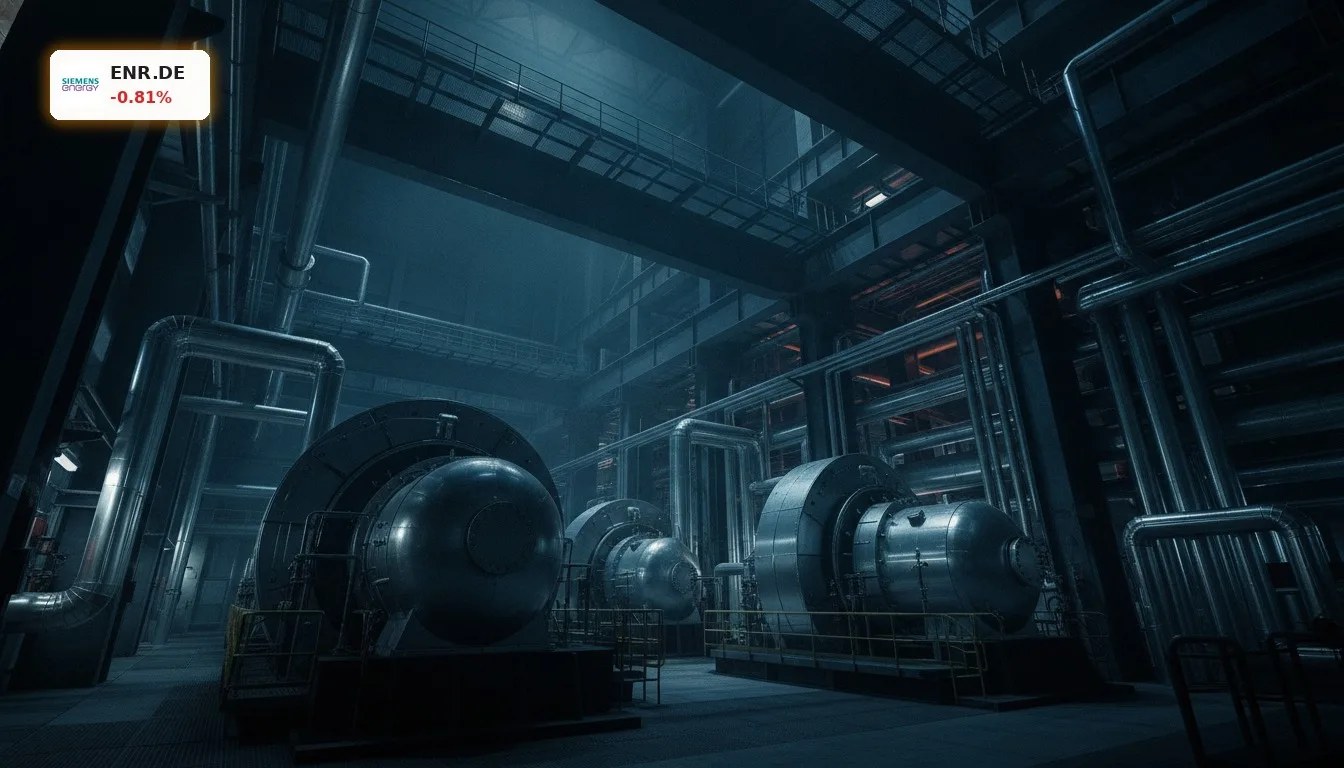 Innenansicht eines modernen Kraftwerks mit großen Dampfturbinen, symbolisiert die Siemens Energy Ausgliederung.