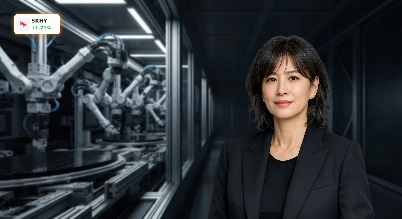 Reinraum-Fertigung mit hochmodernen Maschinen, die Siliziumwafer bearbeiten, symbolisiert die Präzision von SK Hynix ASML.
