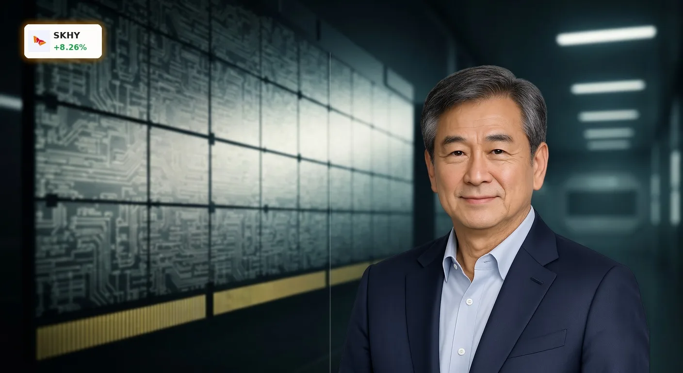 SK Hynix KI-Nachfrage treibt Aktie um 8,3% in den Rallye-Modus 3 Nahaufnahme eines modernen HBM-Speicherchips für KI-Anwendungen, der die hohe SK Hynix KI-Nachfrage symbolisiert.
