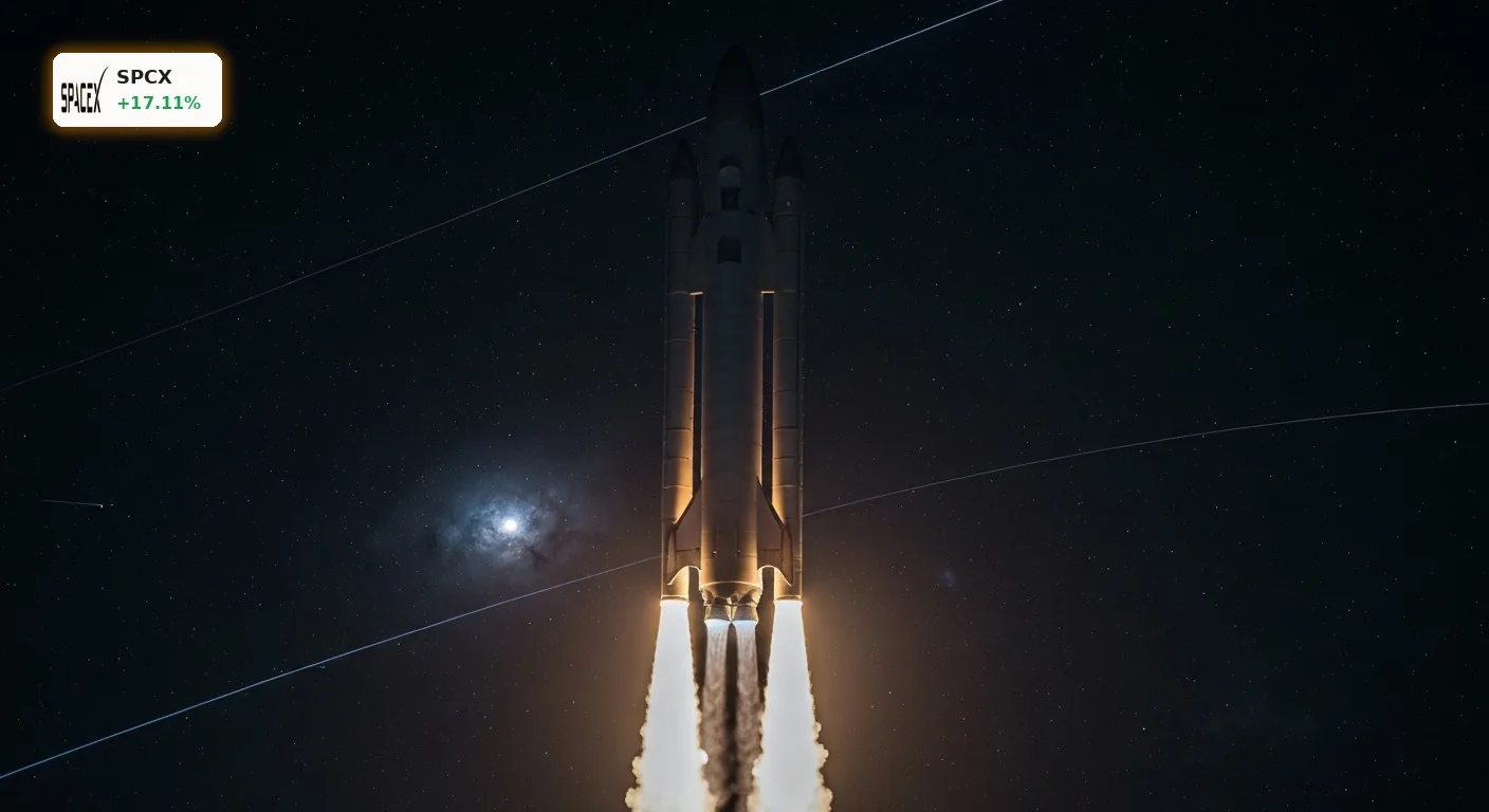 SpaceX Starship-Rakete startet in den Weltraum, symbolisiert die Expansion und den Erfolg der SpaceX Quartalszahlen.