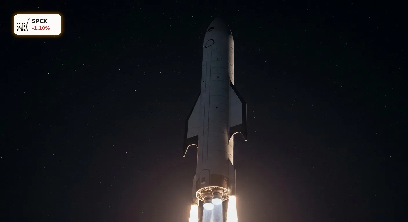 SpaceX Entwicklung: Zwischen 40 Billionen Dollar Vision und operativen Meilensteinen 5 Ein futuristisches SpaceX Starship hebt ab und symbolisiert die rasante SpaceX Entwicklung im Weltraum.