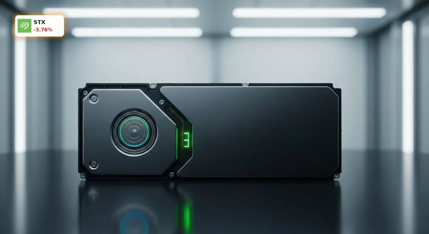Seagate Quartalszahlen: Aktie -3.8% trotz Rekord-Umsatz und KI-Boom 2 Nahaufnahme einer hochmodernen Seagate Festplatte, die die HAMR-Technologie für verbesserte Speicherkapazität symbolisiert.