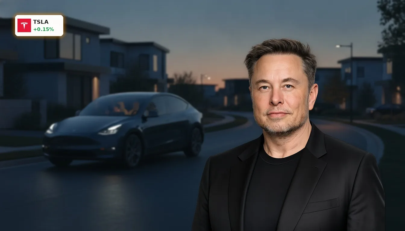 Tesla Model Y L: Hoffnungsträger im US-Markt trotz Preiskampf 3 Dunkelgraues Tesla Model Y L fährt bei Dämmerung durch moderne Vorstadtstraße, Fokus auf Fahrzeuglänge