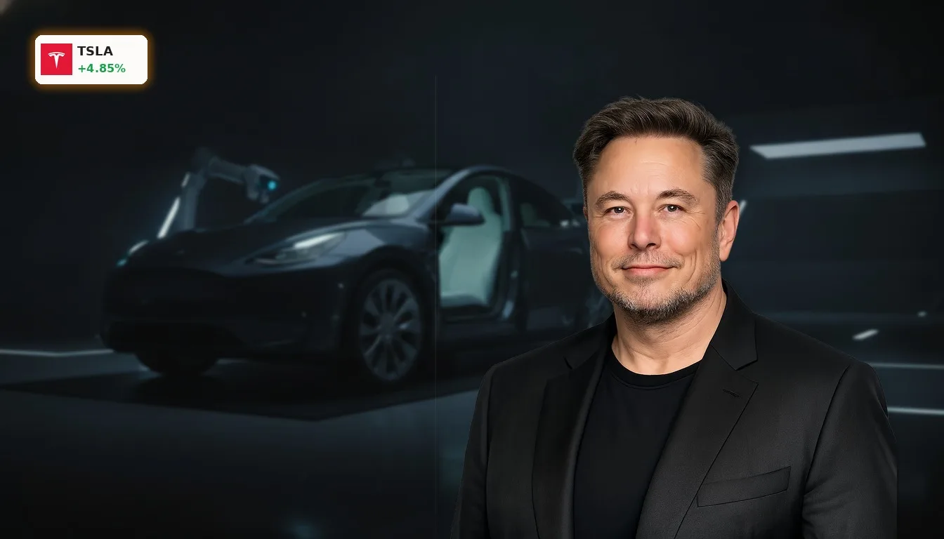 Tesla Rückruf China: Aktie steigt um 4,8% trotz massivem Rückruf 3 Tesla Model 3 oder Model Y in einer hochmodernen Werkstatt, beleuchtet für Inspektion nach Tesla Rückruf China.