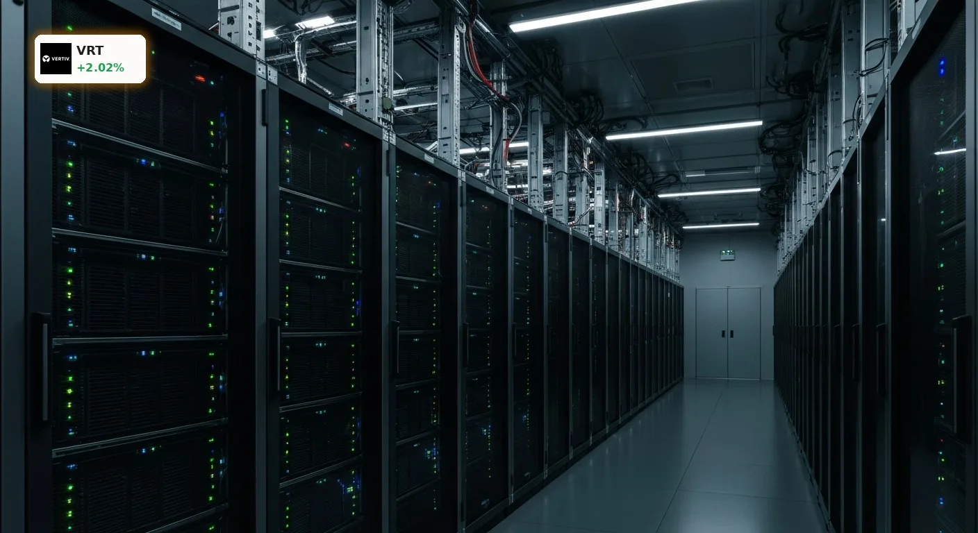 Hochmodernes KI-Rechenzentrum mit fortschrittlicher Kühlung und Stromversorgung als Vertiv KI-Infrastruktur.