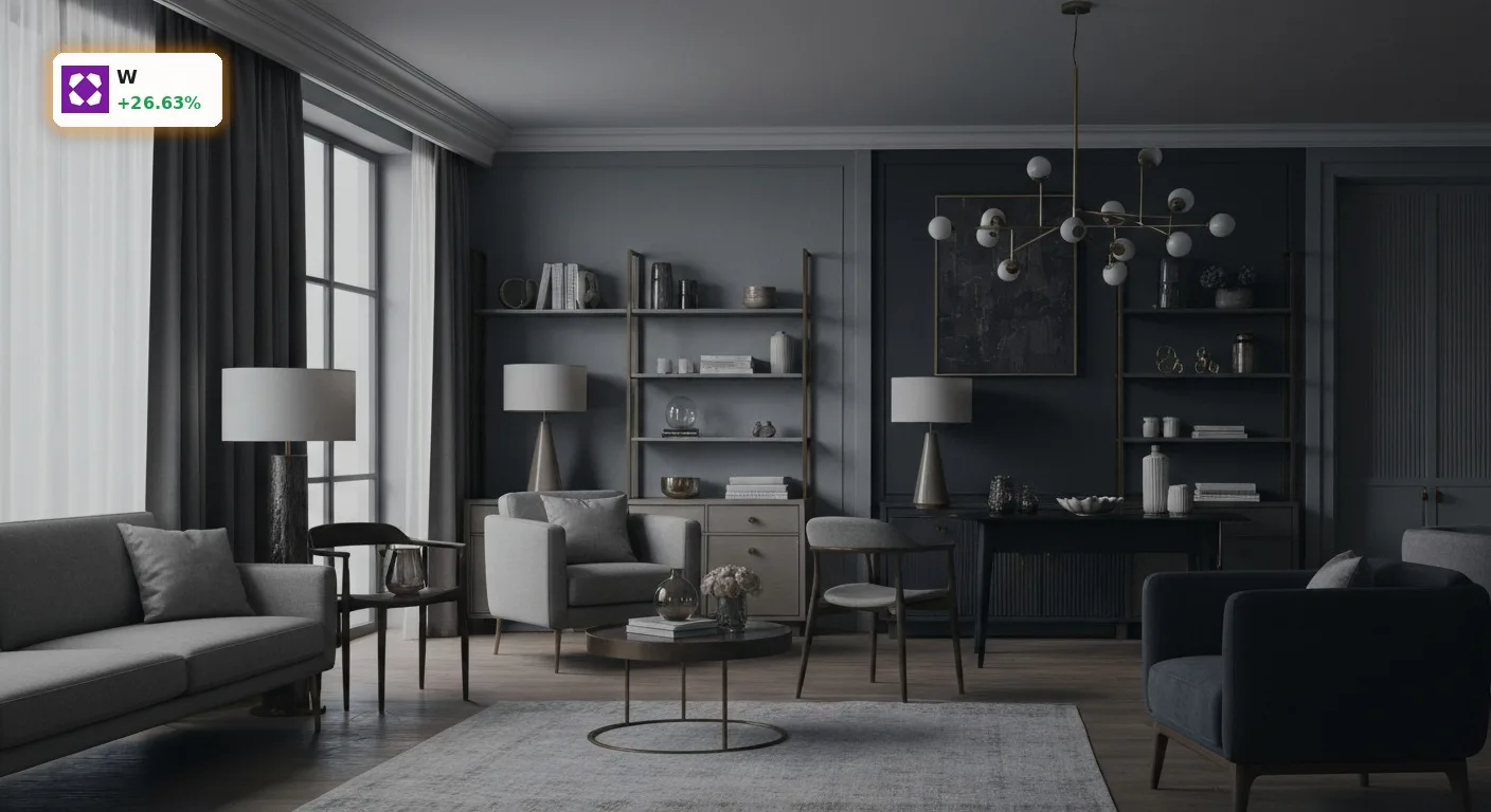 Wayfair Quartal: Aktie schießt nach starken Zahlen um 26,6% hoch 6 Modernes Wohnzimmer mit stilvollen Möbeln und Dekorationen, das den Erfolg des Wayfair Quartals im Heimartikel-Segment symbolisiert.