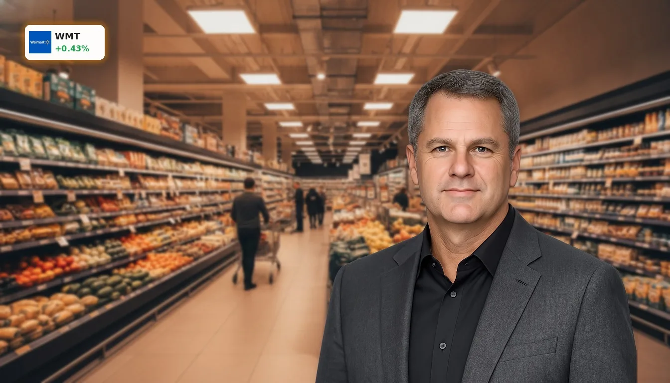 Walmart Quartalszahlen: Gewinnprognose sinkt, Umsatz steigt deutlich 4 Ein belebter Supermarkt mit gut gefüllten Regalen und unscharf erkennbaren Kunden. Walmart Quartalszahlen im Fokus.