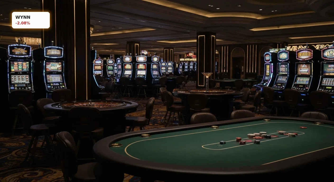 Luxuriöser Casino-Glücksspielbereich bei Nacht, symbolisiert das Kerngeschäft von Wynn Resorts Quartal.