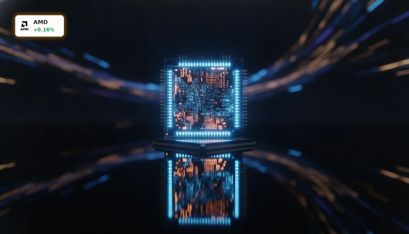 AMD Meilenstein: Advanced Micro Devices durchbricht Billionen-Marke 4 Nahaufnahme eines fortschrittlichen AMD Chips, der den AMD Meilenstein in der Halbleitertechnologie symbolisiert.