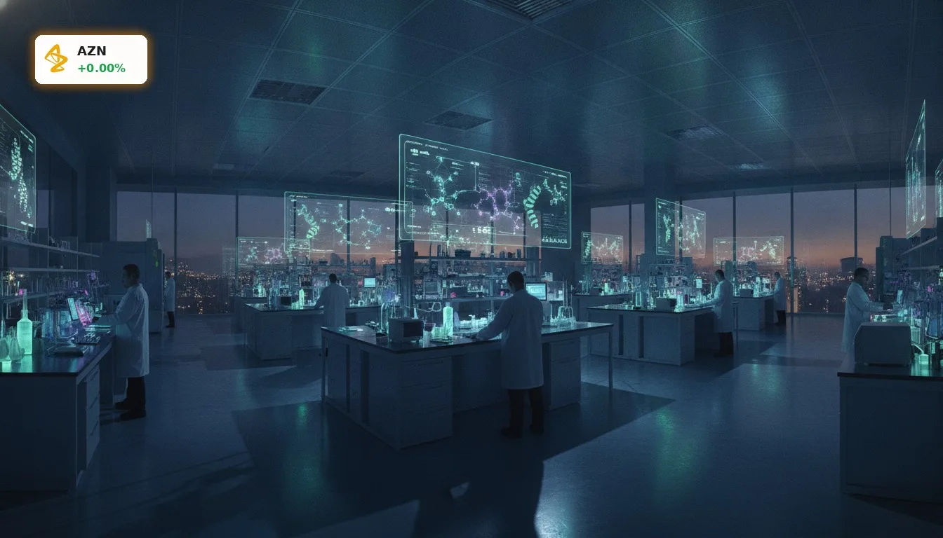 Modernes Pharmaforschungslabor bei Dämmerung, das die Innovationskraft für die AstraZeneca Prognose symbolisiert.