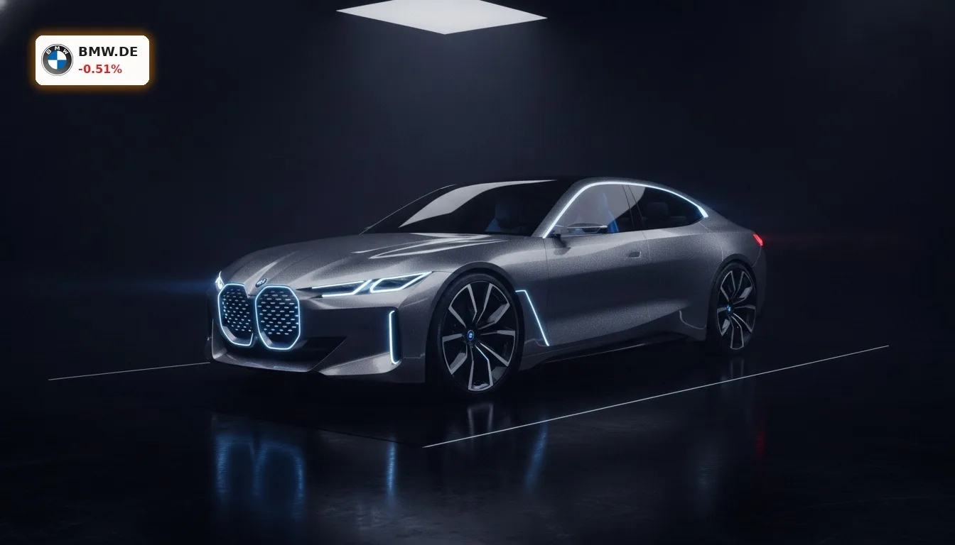 Futuristisches BMW Elektrofahrzeug der Neuen Klasse im Studio, symbolisiert den BMW Kapitalmarkttag und zukünftige Strategie.