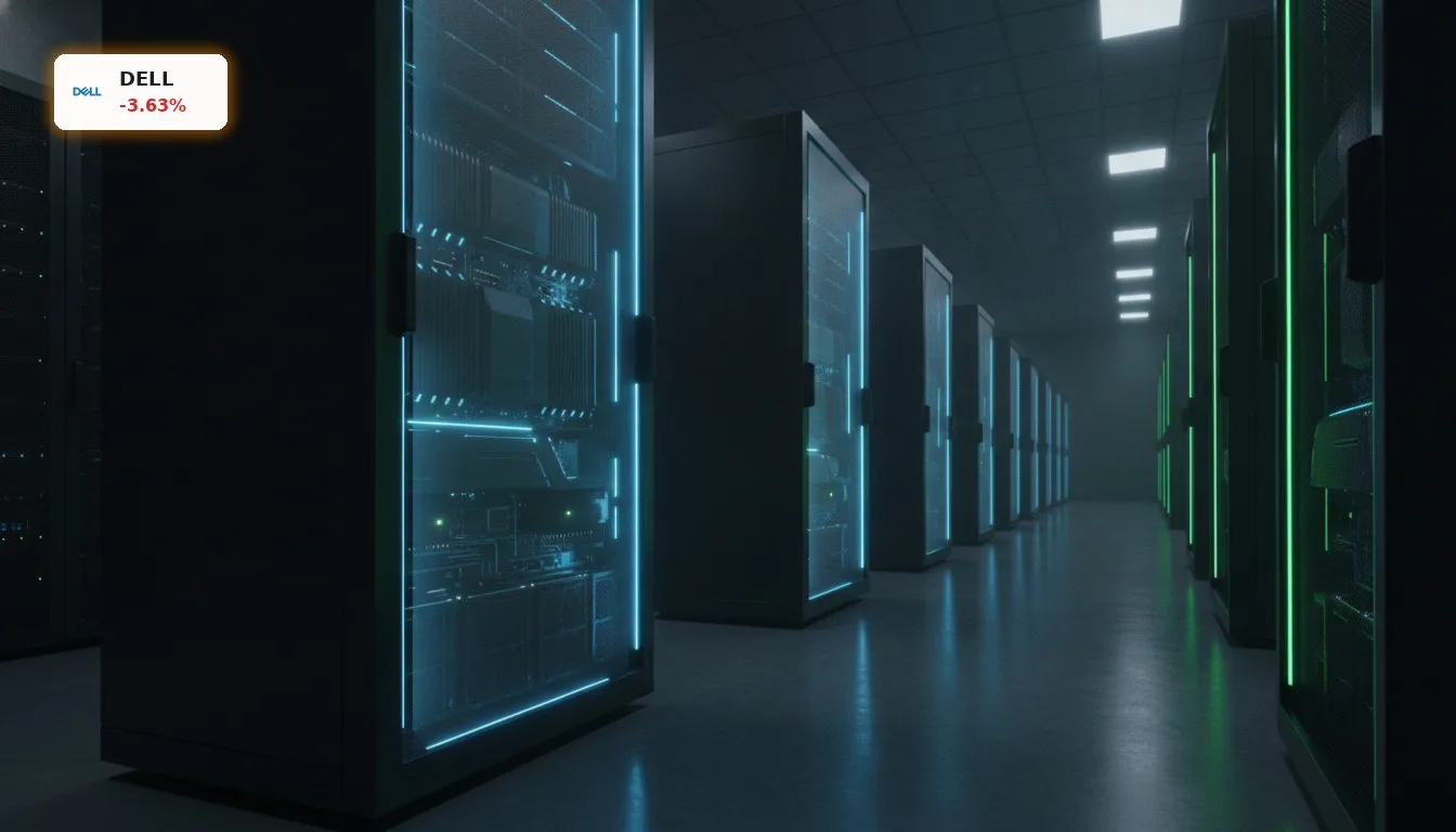 Dell Quartalszahlen: KI-Boom treibt Umsatz auf Rekordniveau 4 Dell KI-Server-Rack in einem modernen Rechenzentrum, das die starken Dell Quartalszahlen und den Umsatztreiber symbolisiert.