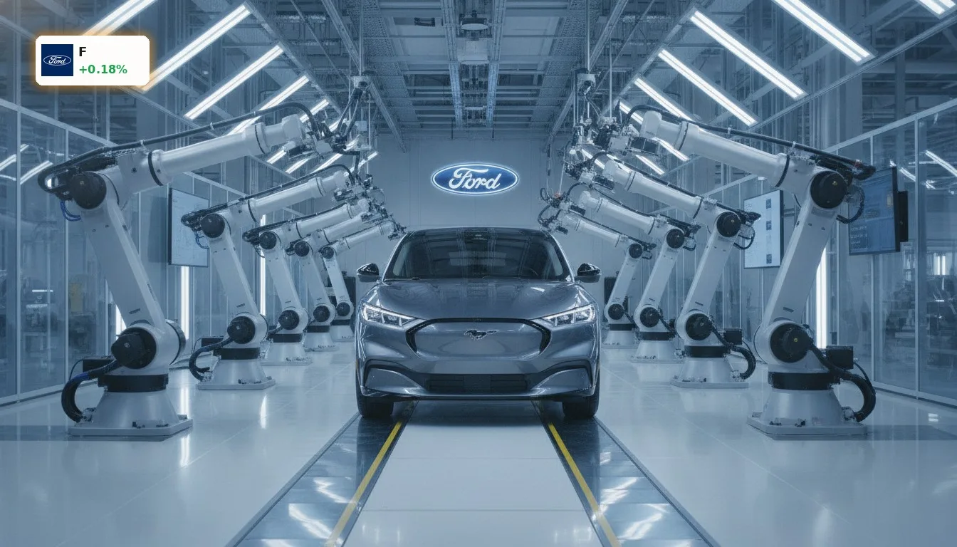 Ford Qualität: Wie der Konzern den Crash in die Top 3 meistert 5 Modernes Ford Elektrofahrzeug auf einer hochautomatisierten Montagelinie, von Robotern präzise gefertigt, symbolisiert Ford Qualität.