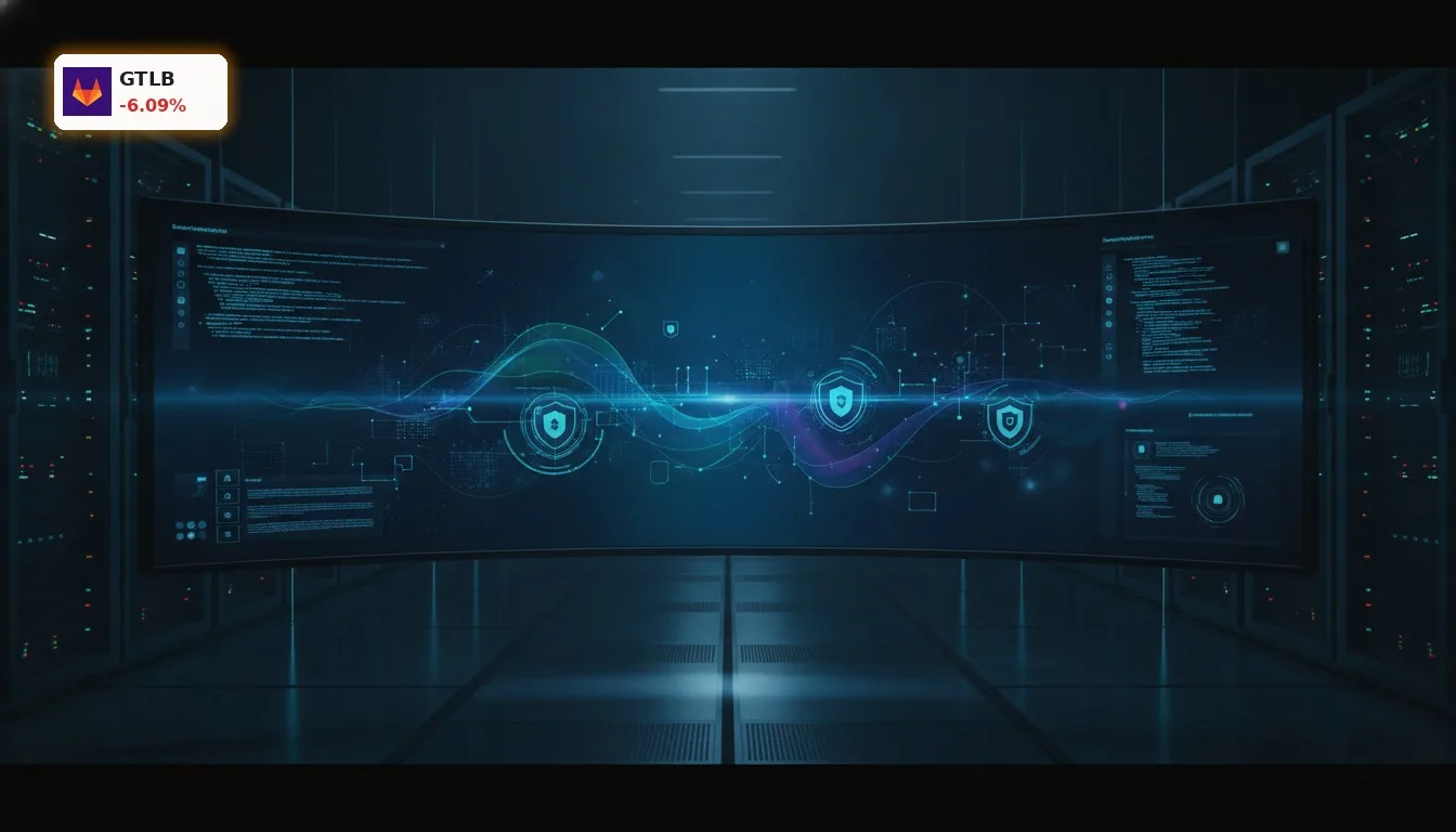 GitLab Quartalszahlen: Aktie fällt um 6,1% trotz Rekord-Umsatz 4 Moderne DevSecOps-Plattform-Oberfläche auf einem Monitor, die KI-Integration und Automatisierung symbolisiert. GitLab Quartalszahlen.