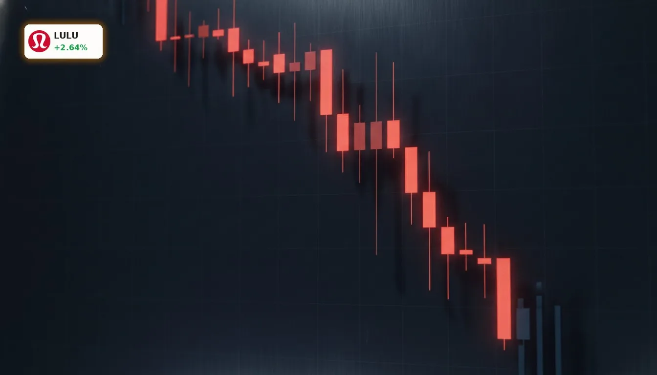 Stilisierter roter Candlestick-Chart zeigt deutlichen Kurssturz der Lululemon Quartalszahlen Aktie.