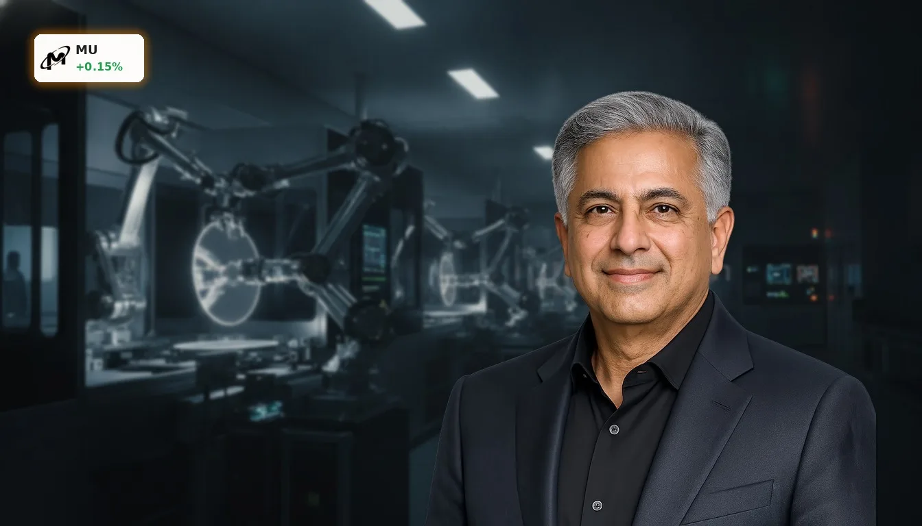 Micron Investition: US-Boom und Patent-Sieg treiben die Aktie an 4 Moderne Halbleiter-Reinraumproduktion mit Roboterarmen, die Silizium-Wafer handhaben, symbolisiert Micron Investition und US-Boom.