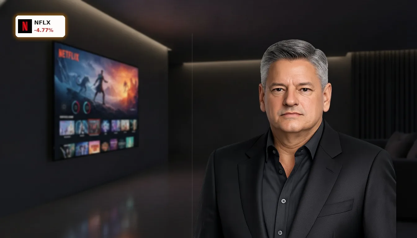 Netflix Analyse: Moderne Smart-TV-Oberfläche zeigt Streaming-Inhalte in einem stilvollen Wohnzimmer.
