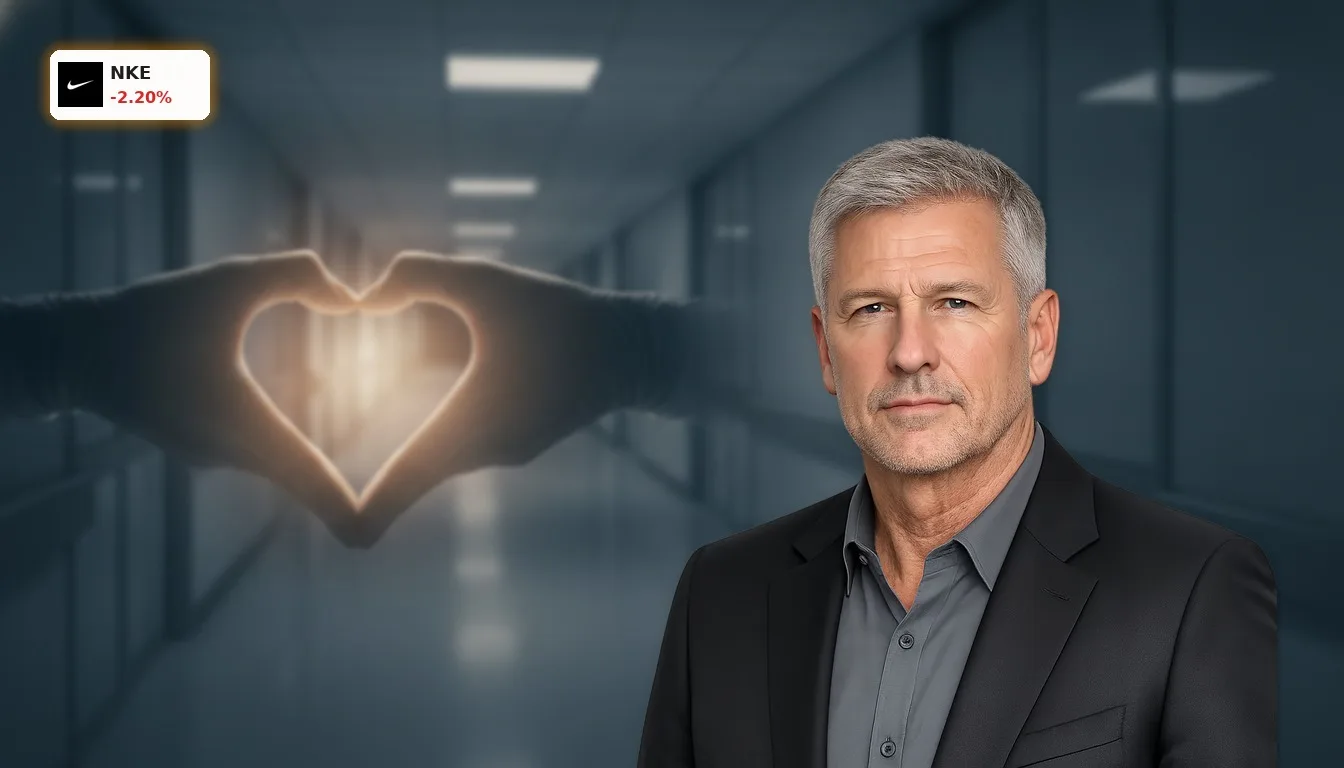 Zwei Hände formen ein Herz mit leuchtendem Licht, symbolisierend die Nike Spende für das Gesundheitswesen.