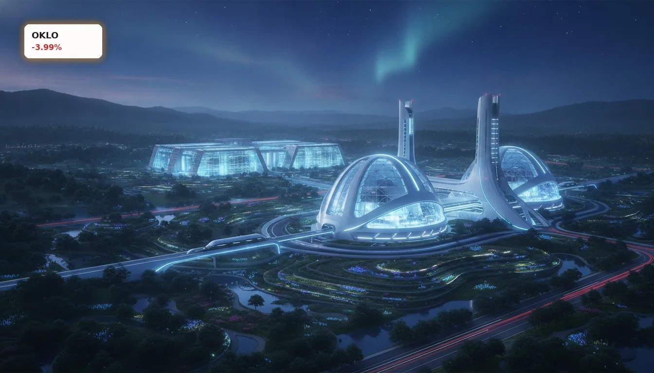 Futuristisches Kernkraftwerk versorgt modernes Rechenzentrum, relevant für Oklo Ratepayer Gesetz.