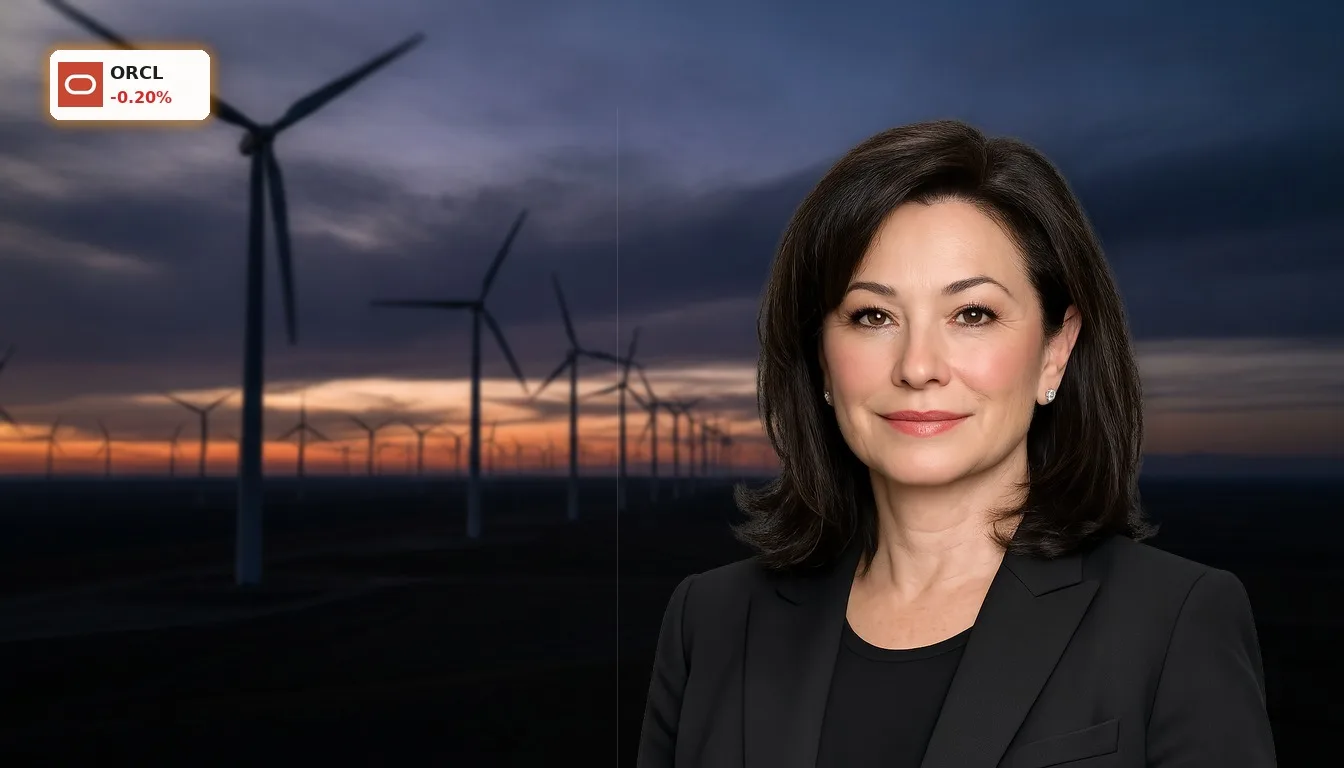 Oracle Energie: KI-Boom treibt Milliarden-Investitionen in Windkraft 4 Moderne Windkraftanlage bei Sonnenuntergang, die erneuerbare Oracle Energie erzeugt.