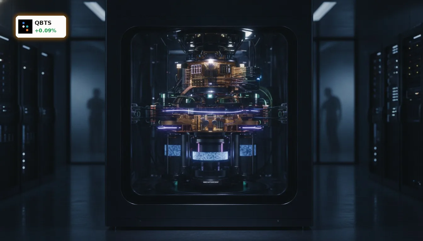 D-Wave Quantum Partnerschaft: Neue Allianz und 61% unter 52W-Hoch 5 Nahaufnahme eines D-Wave Quantencomputers mit leuchtenden Prozessoren, symbolisiert die D-Wave Quantum Partnerschaft.