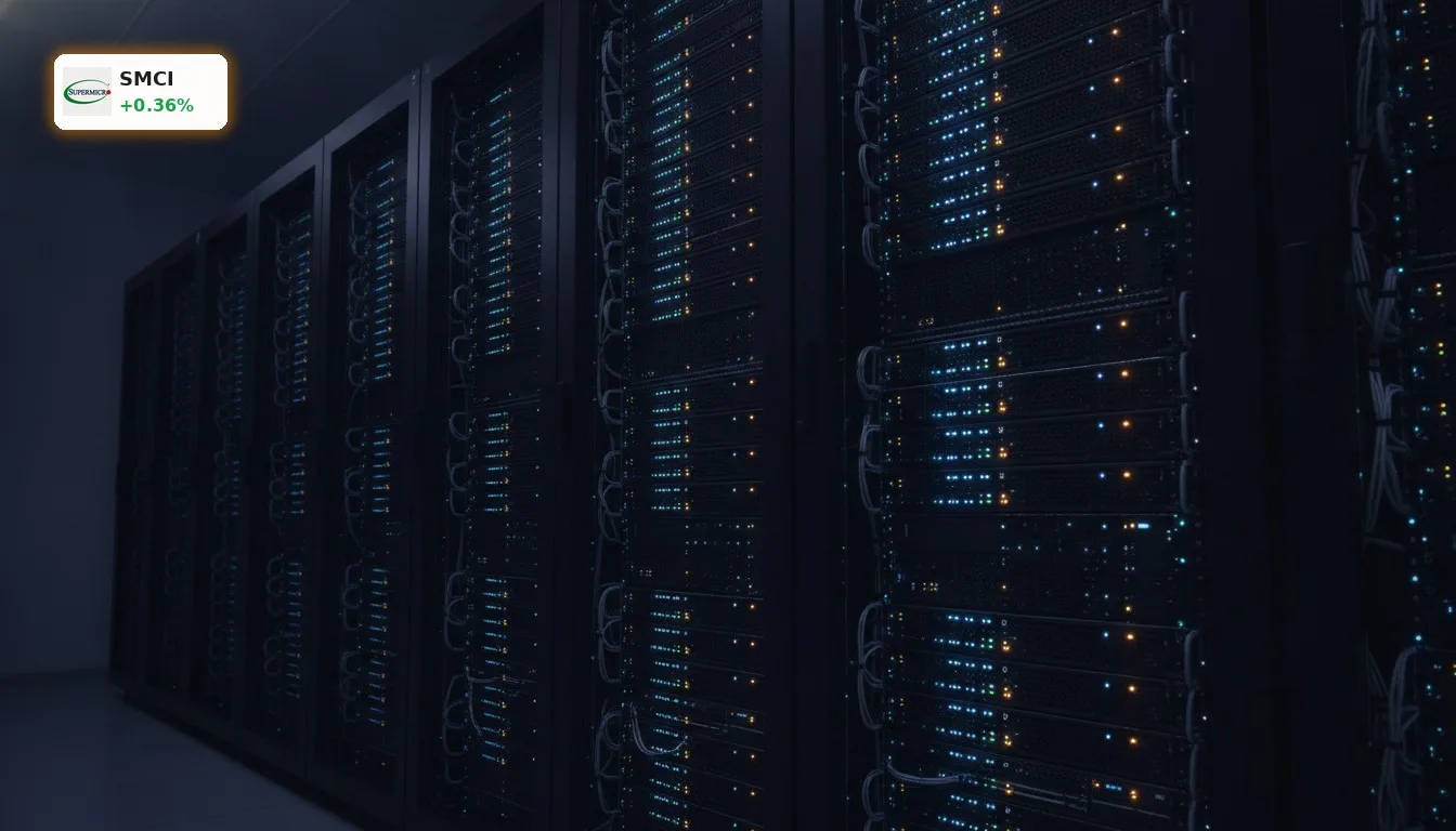 Hochleistungs-Server in einem modernen Rechenzentrum, symbolisiert den Wert des Super Micro Computer Verkaufs.