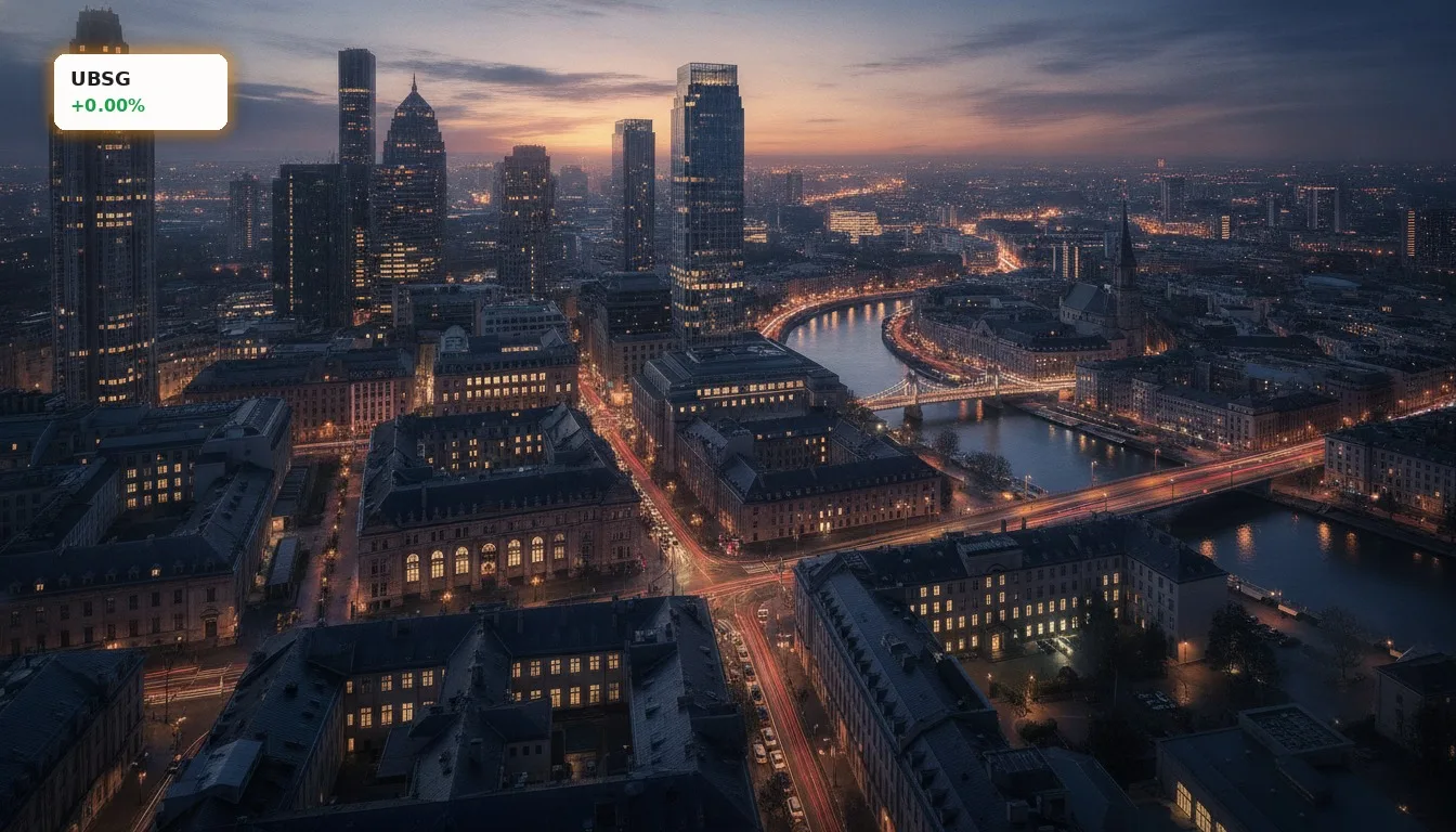 Dramatische Abendansicht einer belebten Metropole, symbolisch für den UBS Immobilienmarkt und globale Wirtschaft.