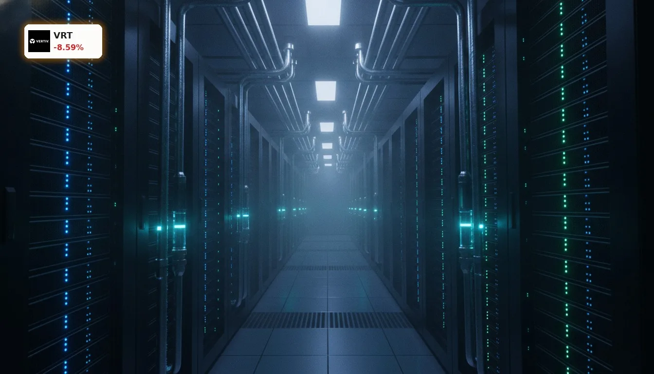 Vertiv Finanzergebnisse: -8.6% Schock trotz starkem KI-Infrastruktur-Wachstum 4 Modernes Rechenzentrum mit Server-Racks und fortschrittlicher Kühlung, symbolisiert Vertiv Finanzergebnisse im KI-Markt.