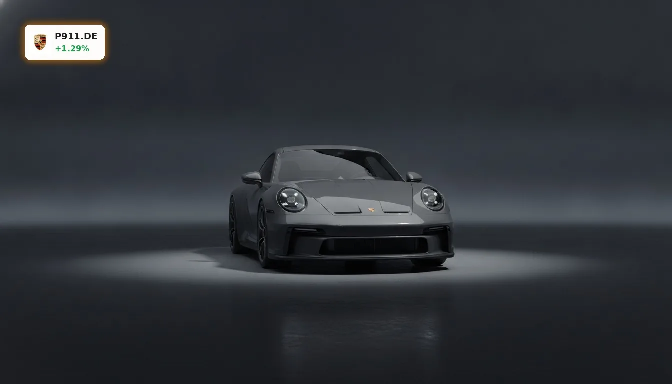 Porsche Auslieferungen: Rückgang in China und Nordamerika, Fokus auf Exklusivität 4 Ein eleganter, dunkelgrauer Porsche 911 im Studio, symbolisiert die Exklusivität der Porsche Auslieferungen.