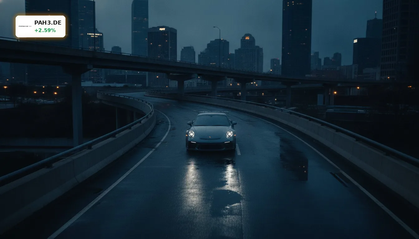 Porsche Auslieferungen: Absatzeinbruch in China trifft auf „Value over Volume“ 3 Ein moderner Porsche Sportwagen fährt auf einer Straße, symbolisierend die Porsche Auslieferungen und deren globale Verteilung.